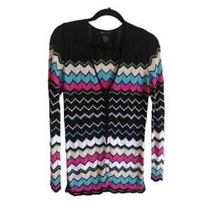 Grace Dane Lewis Vintage Multi-Color Chevron Long Sleeve Cardigan, Size S
